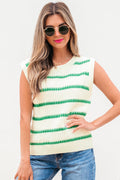 Ivey Striped Round Neck Casual Sweater Vest