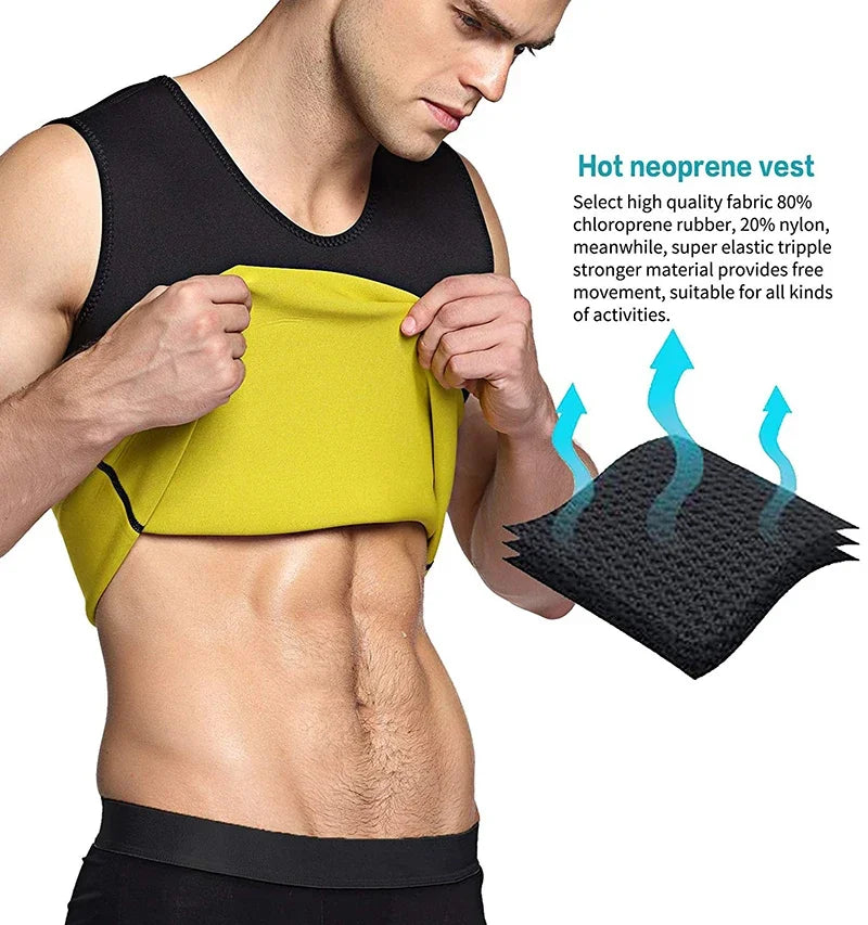 Men Training T-shirts Sauna Effect Sports Vest Exercise Tops Fitness Clothes Slimming Weight Loss Sportswear Workout Activewear