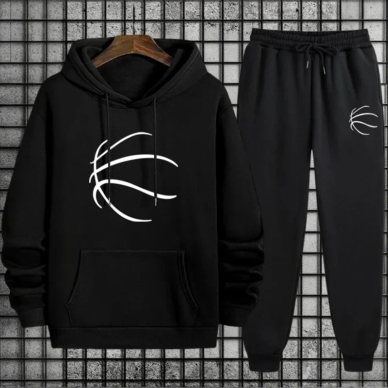 New men's sportswear set: urban, casual and fashionable, suitable for wearing at home and outdoors in autumn and winter.