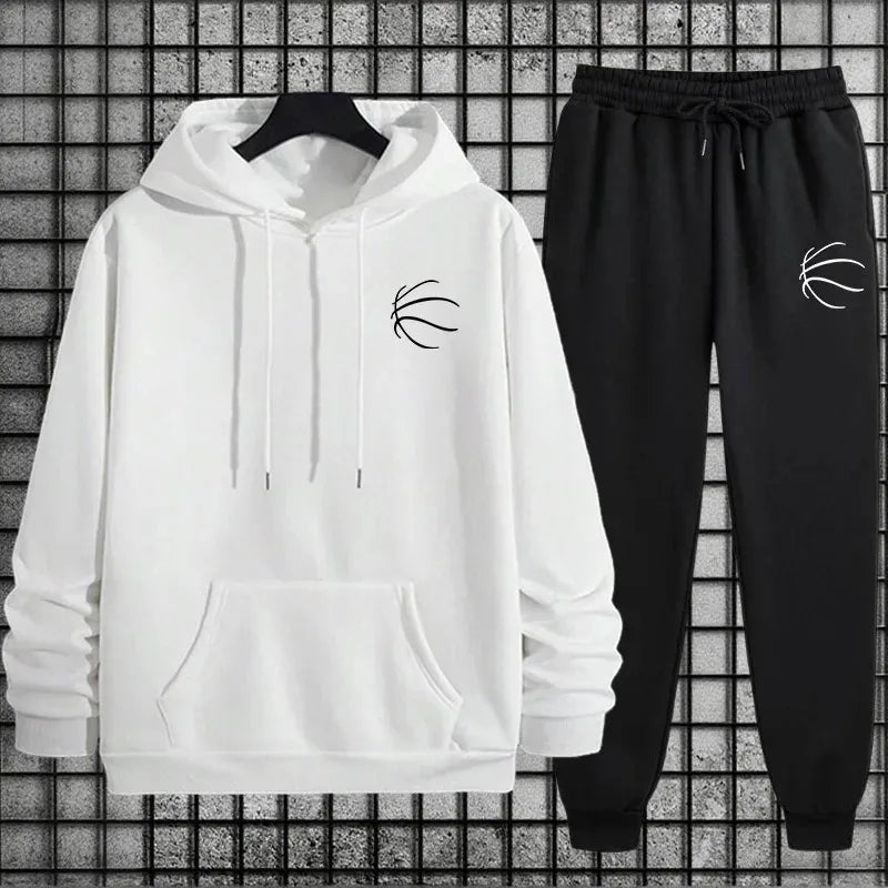 New men's sportswear set: urban, casual and fashionable, suitable for wearing at home and outdoors in autumn and winter.
