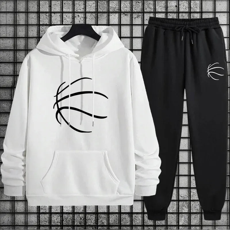 New men's sportswear set: urban, casual and fashionable, suitable for wearing at home and outdoors in autumn and winter.