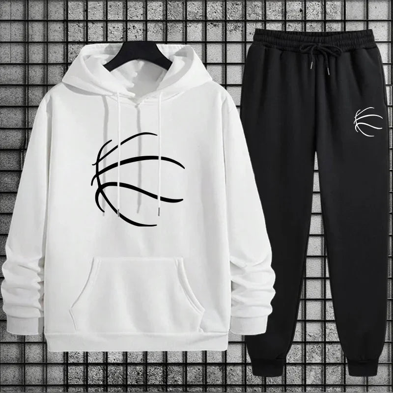 New men's sportswear set: urban, casual and fashionable, suitable for wearing at home and outdoors in autumn and winter.