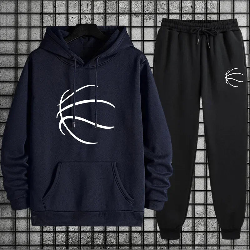 New men's sportswear set: urban, casual and fashionable, suitable for wearing at home and outdoors in autumn and winter.