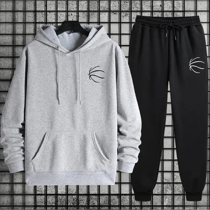 New men's sportswear set: urban, casual and fashionable, suitable for wearing at home and outdoors in autumn and winter.