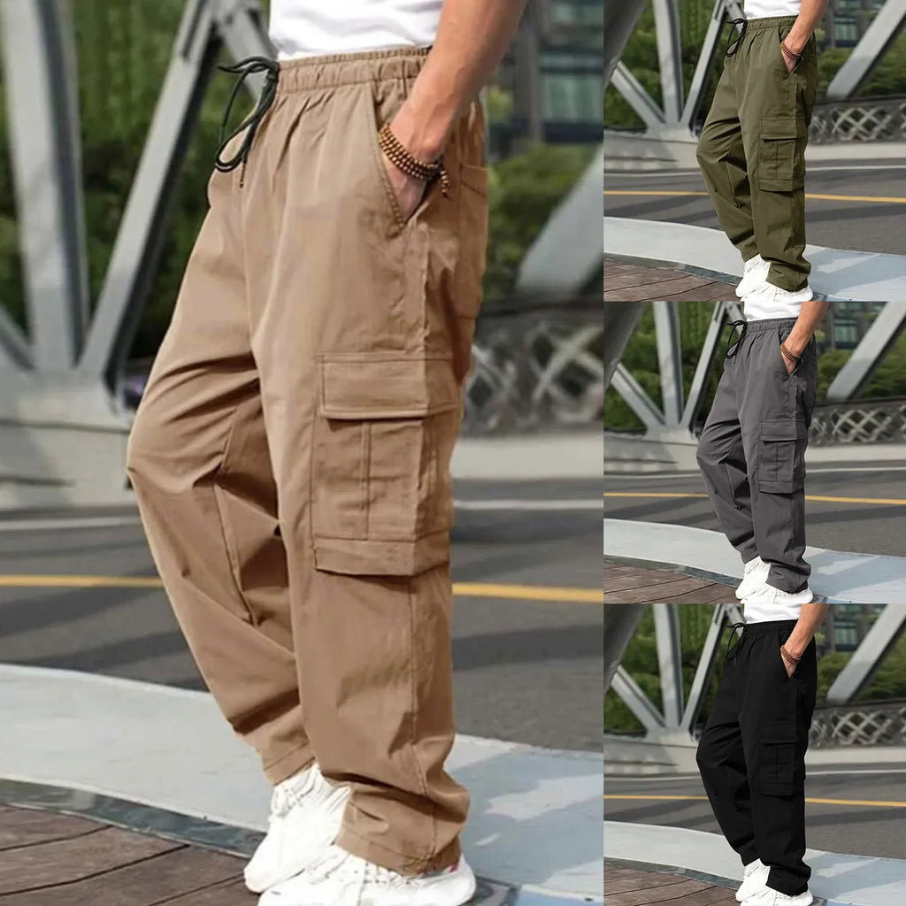 2025 new men workwear pants European and American men loose straight casual pants men workwear pocket pants Spring Autumn