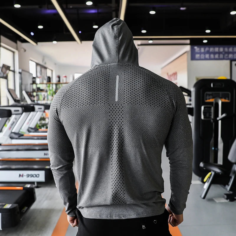 Men's Sport T-shirts Hoodie Fitness Running Shirts Tops Long Sleeve Workout Male Tops Tee Sportwear Training Sweatshirt Men