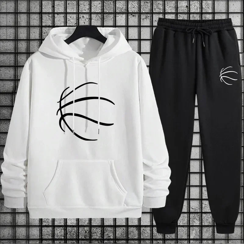 New men's sportswear set: urban, casual and fashionable, suitable for wearing at home and outdoors in autumn and winter.