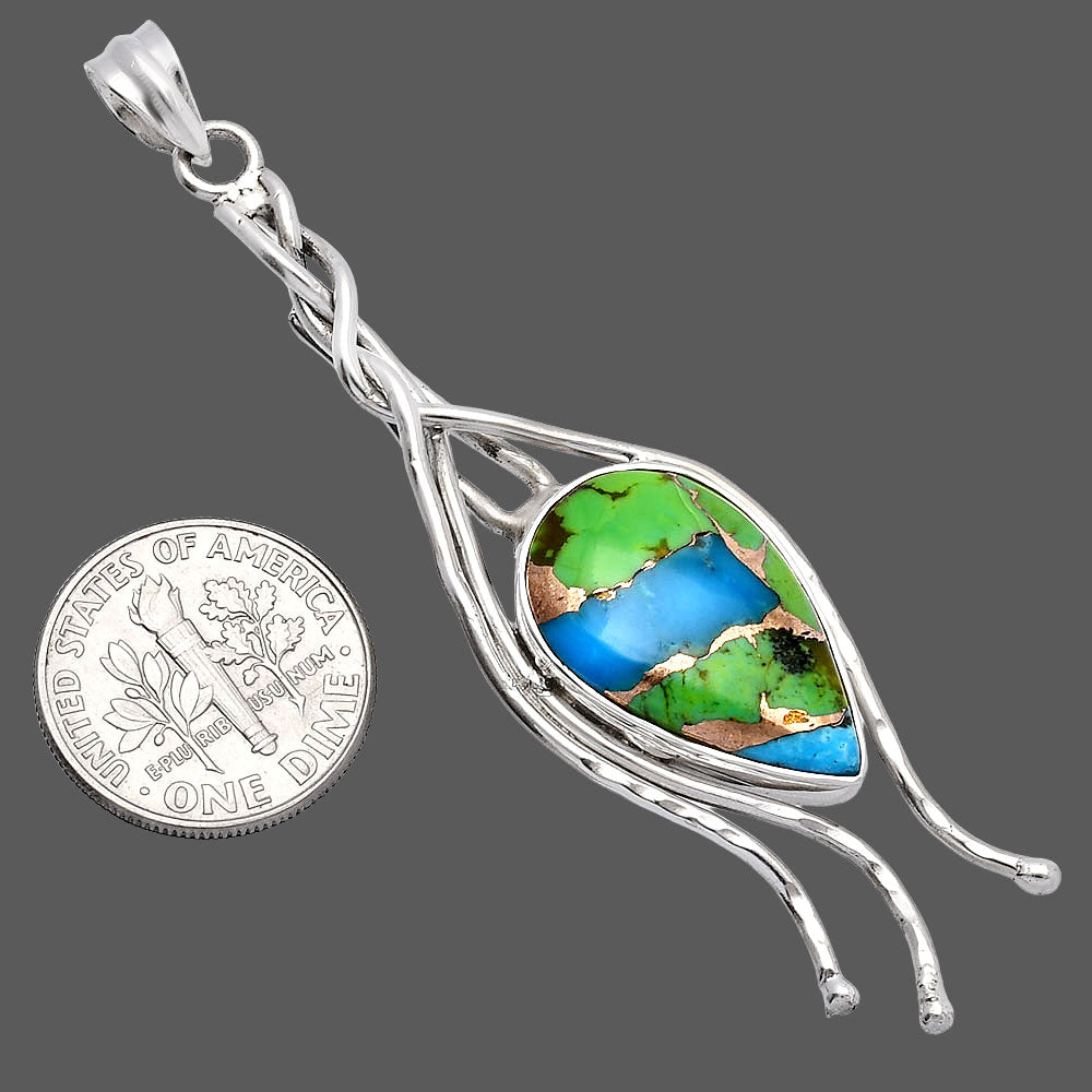 Blue Turquoise In Green Mohave - USA Pendant P-1728 SDP146265-2
