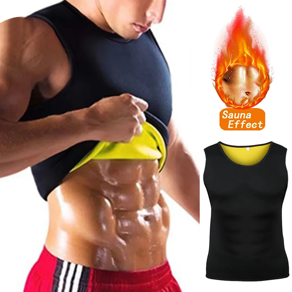 Men Training T-shirts Sauna Effect Sports Vest Exercise Tops Fitness Clothes Slimming Weight Loss Sportswear Workout Activewear