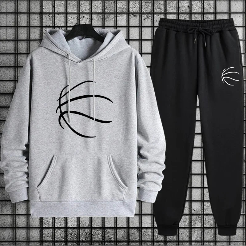 New men's sportswear set: urban, casual and fashionable, suitable for wearing at home and outdoors in autumn and winter.