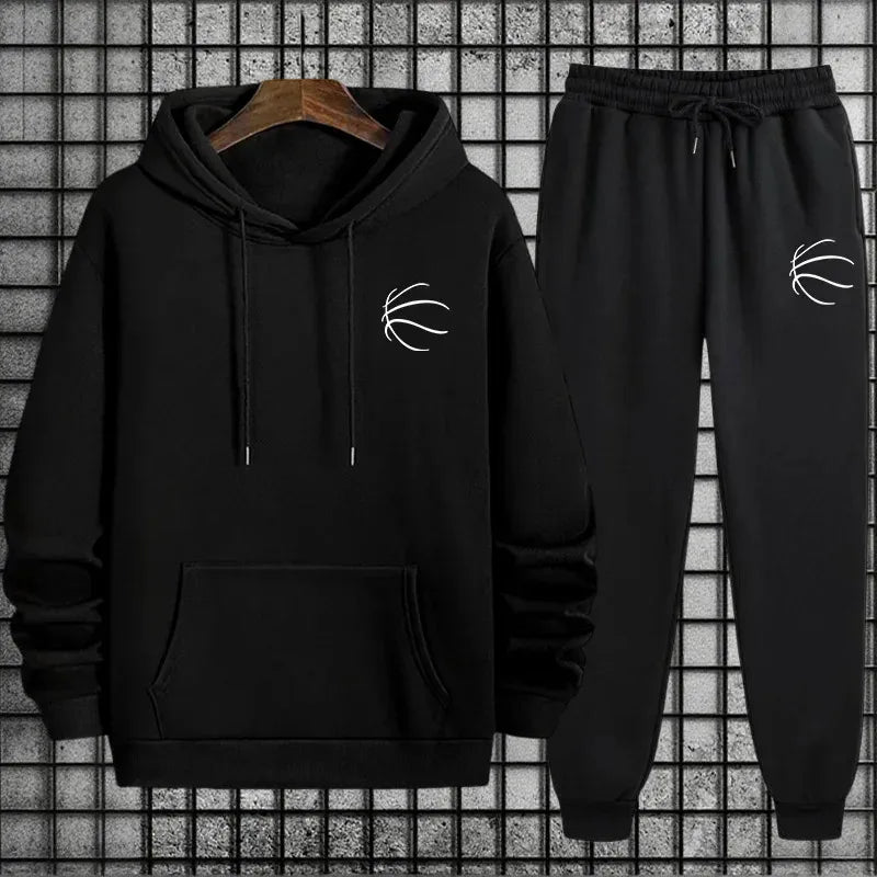 New men's sportswear set: urban, casual and fashionable, suitable for wearing at home and outdoors in autumn and winter.