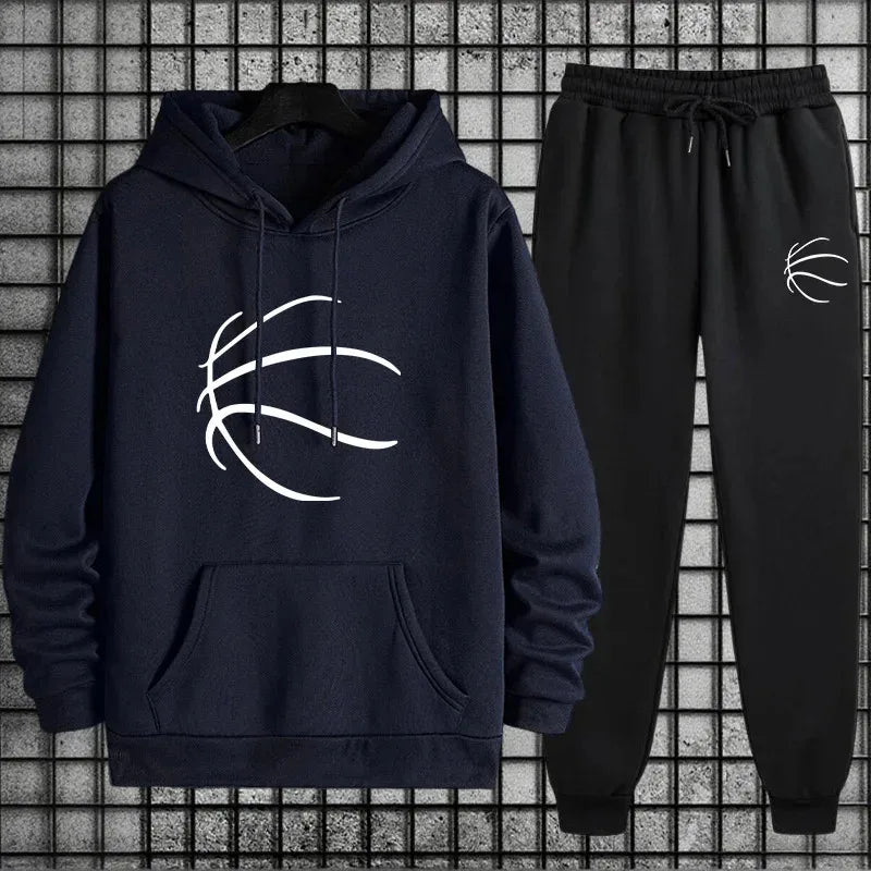 New men's sportswear set: urban, casual and fashionable, suitable for wearing at home and outdoors in autumn and winter.