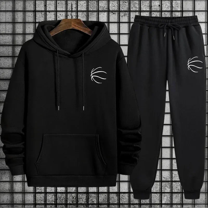 New men's sportswear set: urban, casual and fashionable, suitable for wearing at home and outdoors in autumn and winter.