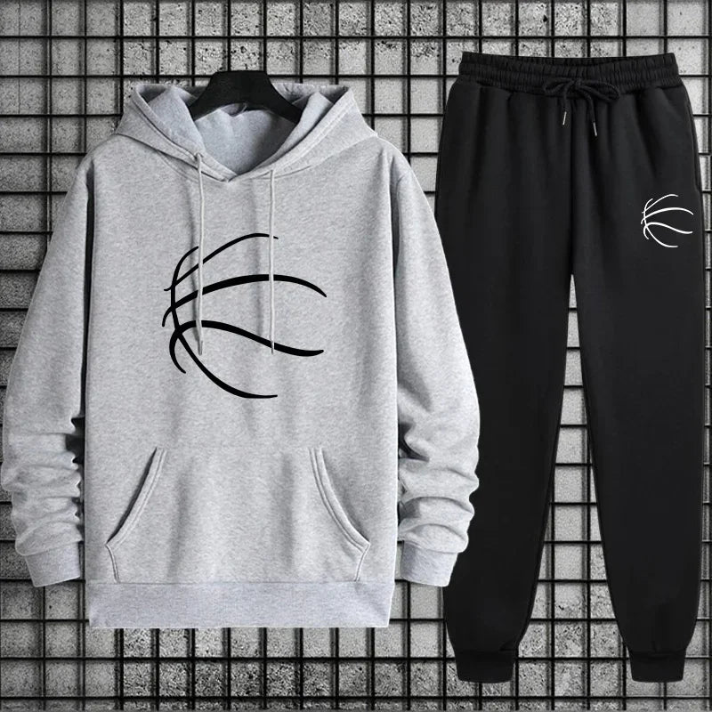 New men's sportswear set: urban, casual and fashionable, suitable for wearing at home and outdoors in autumn and winter.