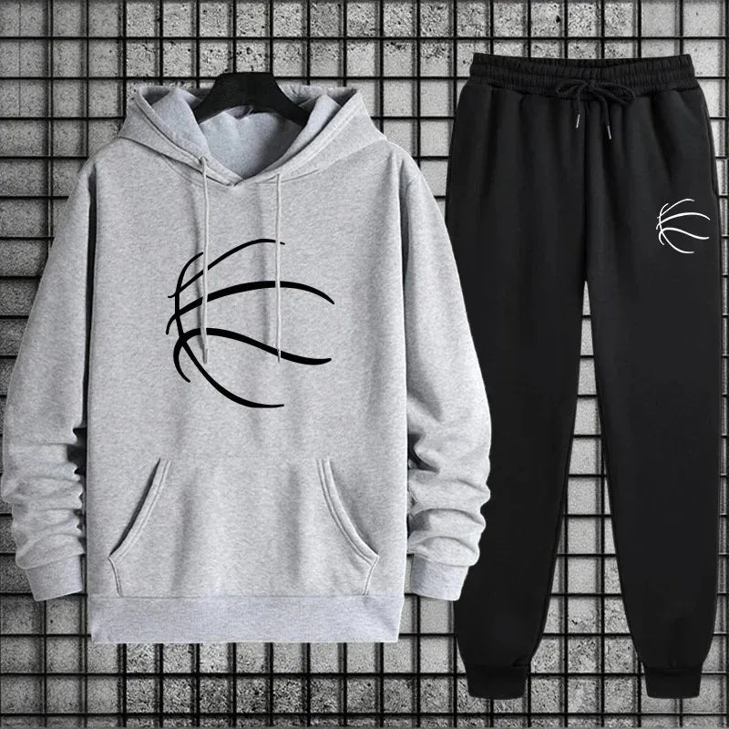 New men's sportswear set: urban, casual and fashionable, suitable for wearing at home and outdoors in autumn and winter.