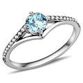 DA167 - High polished (no plating) Stainless Steel Ring with AAA Grade CZ  in Sea Blue